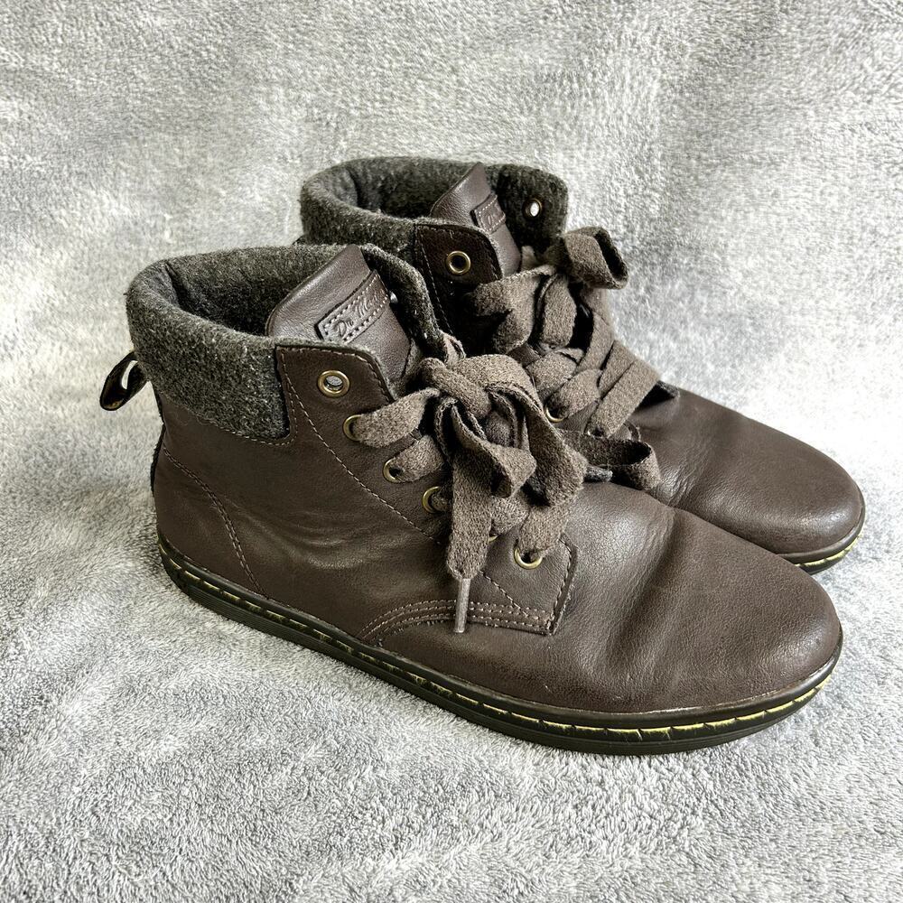 Dr. Martens Meally Womenโs 7 Brown Leather Ankle Chukka Boots Laceโ Up Casual